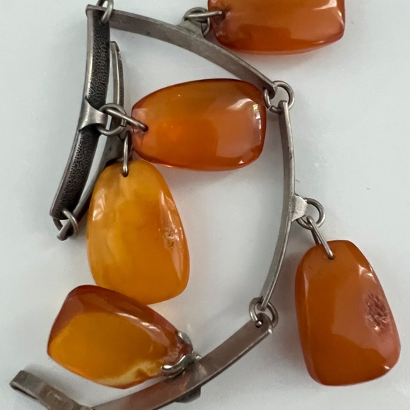 Vintage Baltic Amber 875 Silver Bracelet 60's USSR - Picture 5 of 9